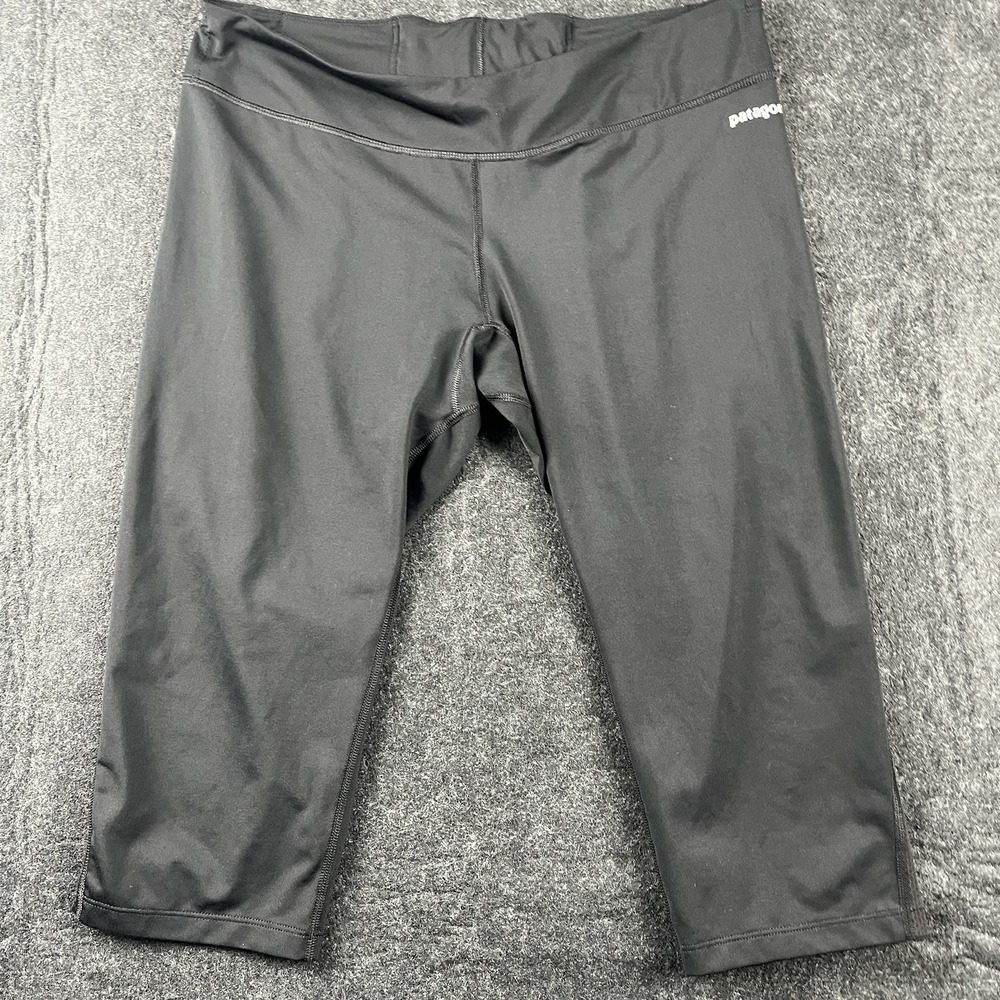 PATAGONIA All Weather Capris Women Large Black Stretch Spandex Bicycling Running
